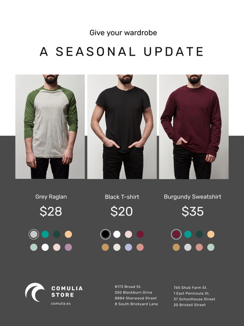Men's Clothing Seasonal Sale Announcement In Gray Poster 36x48in Design Template
