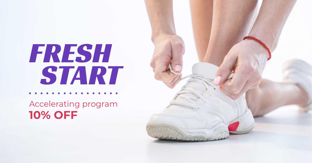 Plantilla de diseño de Accelerating Program Offer with Woman tying Shoelaces Facebook AD 