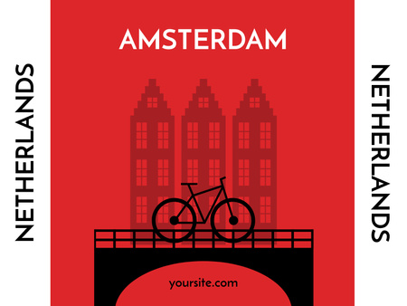 Plantilla de diseño de Amsterdam Travel Tour Poster 18x24in Horizontal 