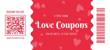 Gift Voucher for Valentine's Day Coupon 3.75x8.25in Design Template