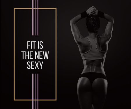 Plantilla de diseño de Fit is new sexy poster with sporty young woman Large Rectangle 
