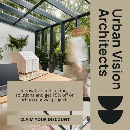 Designvorlage Innovative Architekturlösungen und Rabatt auf Projekte für Instagram AD