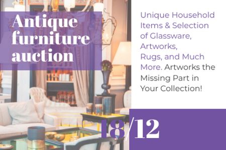 Ontwerpsjabloon van Gift Certificate van Antique Furniture Auction Announcement