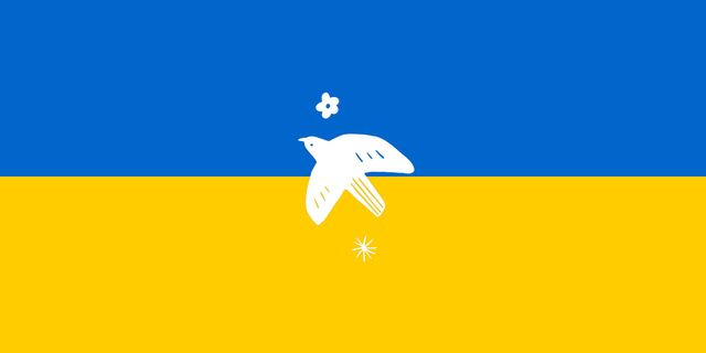 Dove flying near Ukrainian Flag Image Tasarım Şablonu