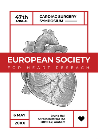 Cardiac Surgery Heart sketch Flyer A6 Design Template