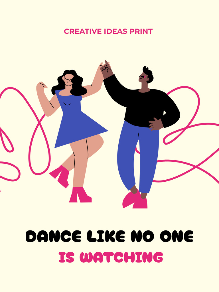Dance party creative poster with quote Poster US Πρότυπο σχεδίασης