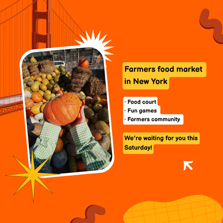 Оголошення про фермерський продовольчий ринок у місті Animated Post – шаблон для дизайну