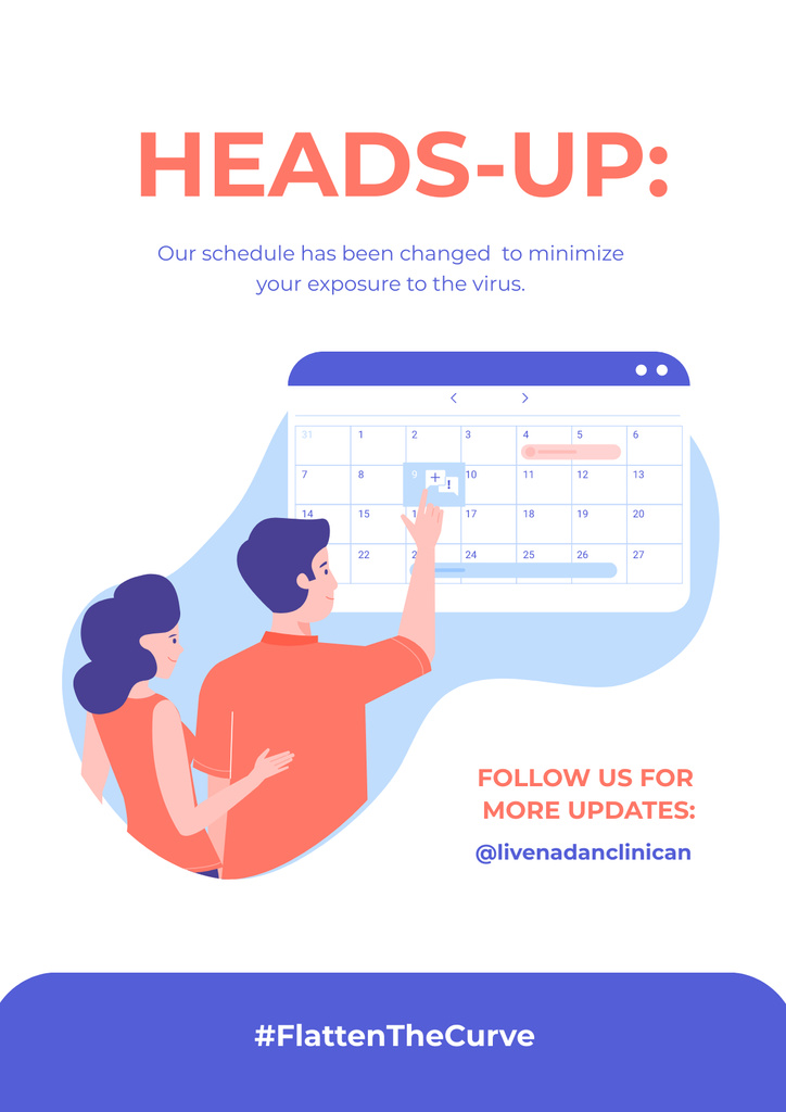 #FlattenTheCurve Working Hours Rescheduling Poster – шаблон для дизайну