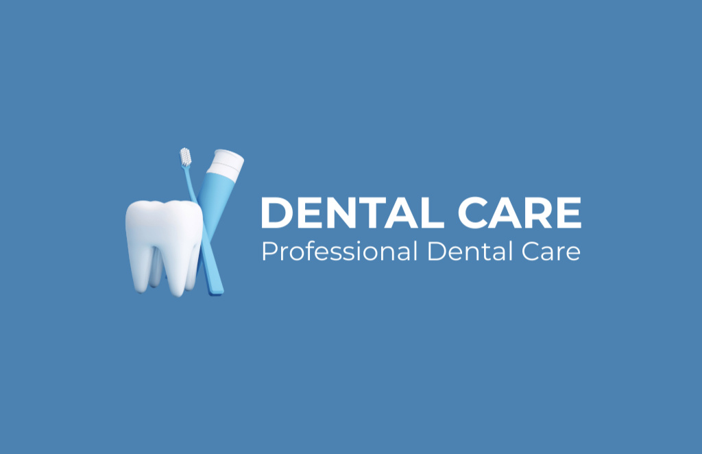 Reminder of Visit to Dentist on Blue Business Card 85x55mm – шаблон для дизайну
