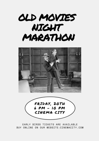 Old Movie Night Announcement Poster A3 Tasarım Şablonu