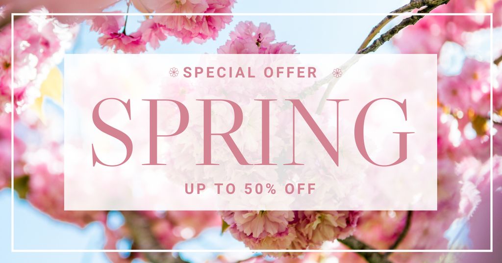 Special Spring Offer with Flowers Facebook AD Design Template
