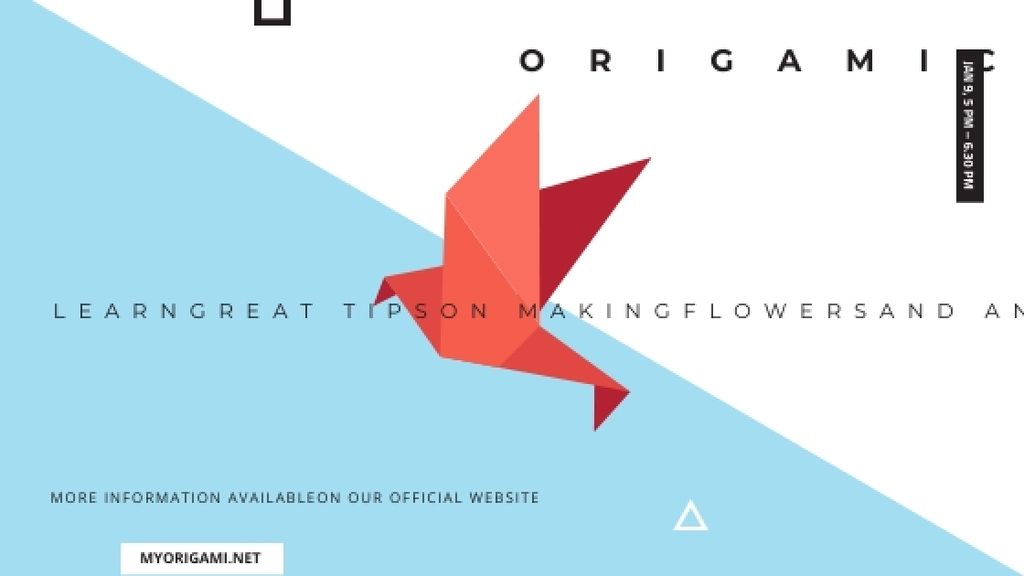 Designvorlage Origami Classes Invitation Paper Bird in Red für Title