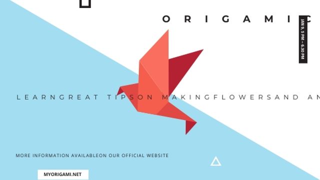 Origami Classes Invitation Paper Bird in Red Title Design Template