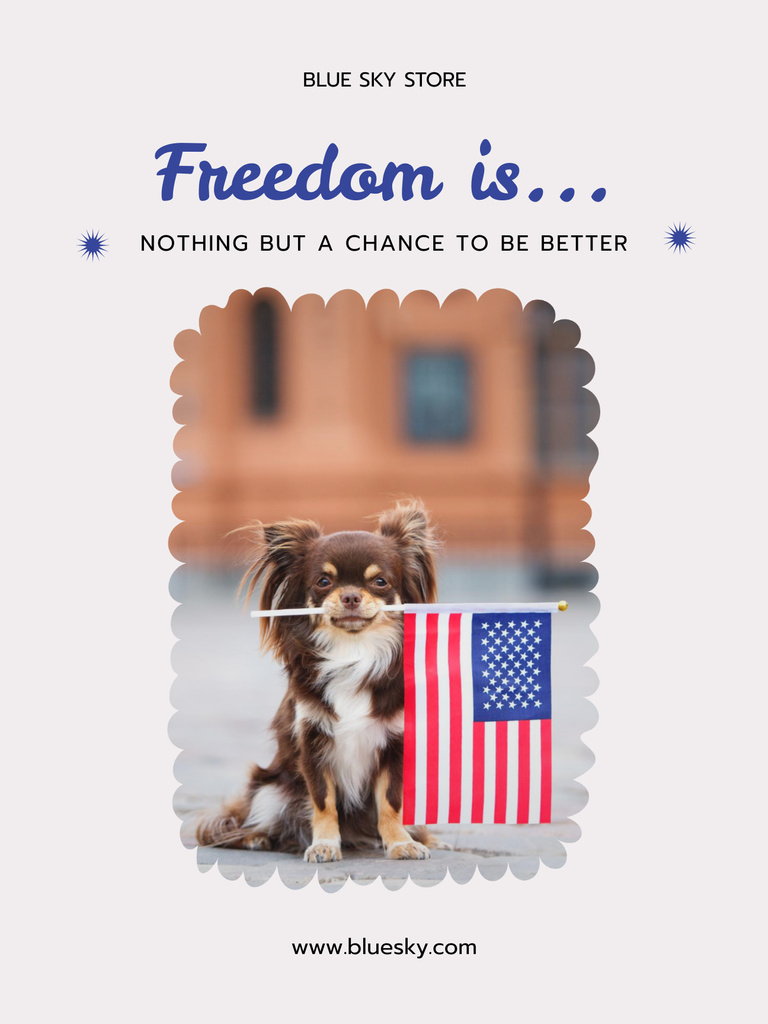 USA Independence Day Celebration with Cute Brown Dog Poster US Tasarım Şablonu