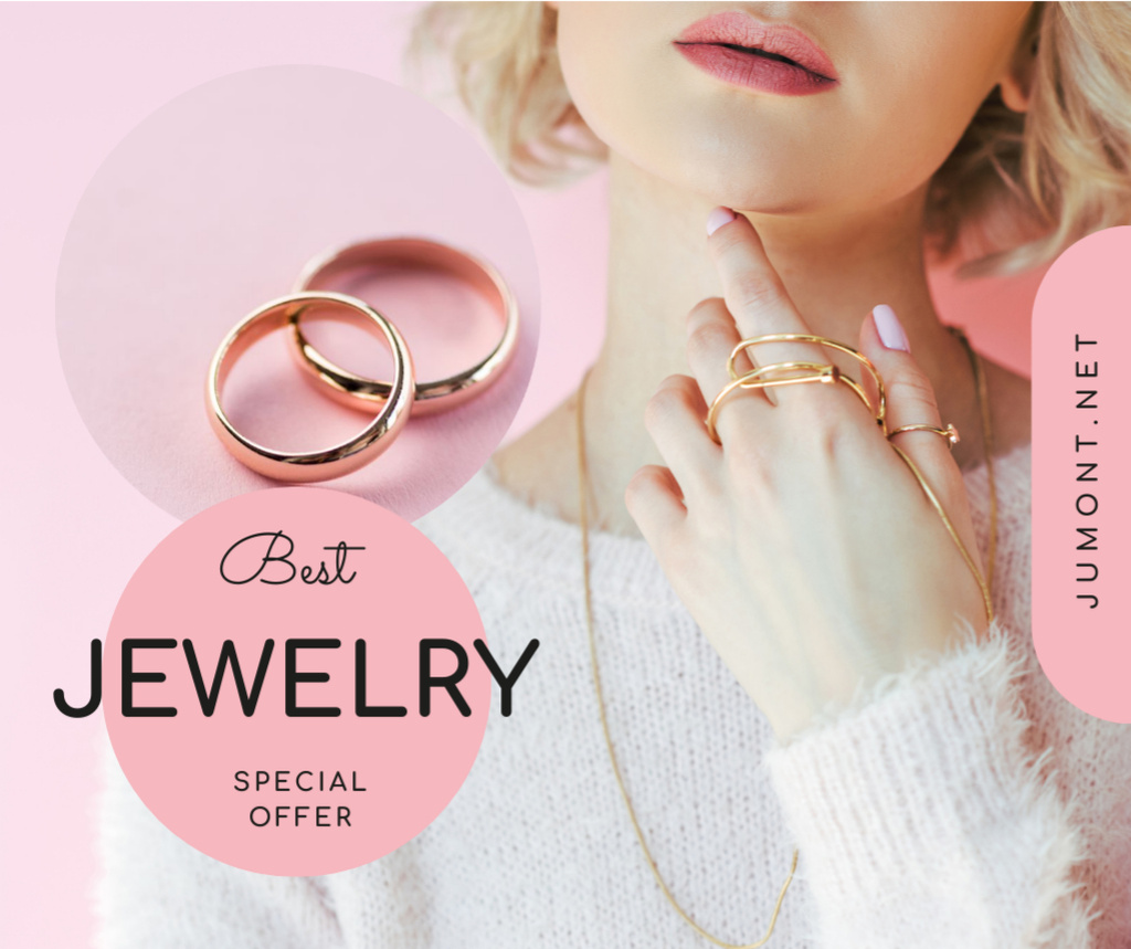 Designvorlage Jewelry Special Sale Woman in Precious Rings für Facebook