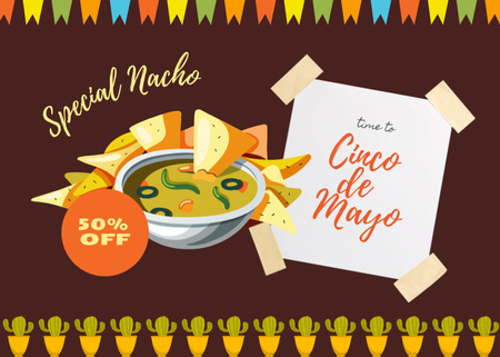 Discount on Mexican Food for Holiday Cinco de Mayo Postcard 5x7in Design Template
