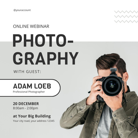 Online Photography Webinar Announcement Instagram Design Template
