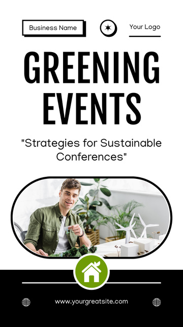 Announcement about Greening Events for Business Mobile Presentation – шаблон для дизайна