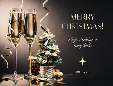 Christmas Holiday Greeting with Champagne Postcard 4.2x5.5in Design Template