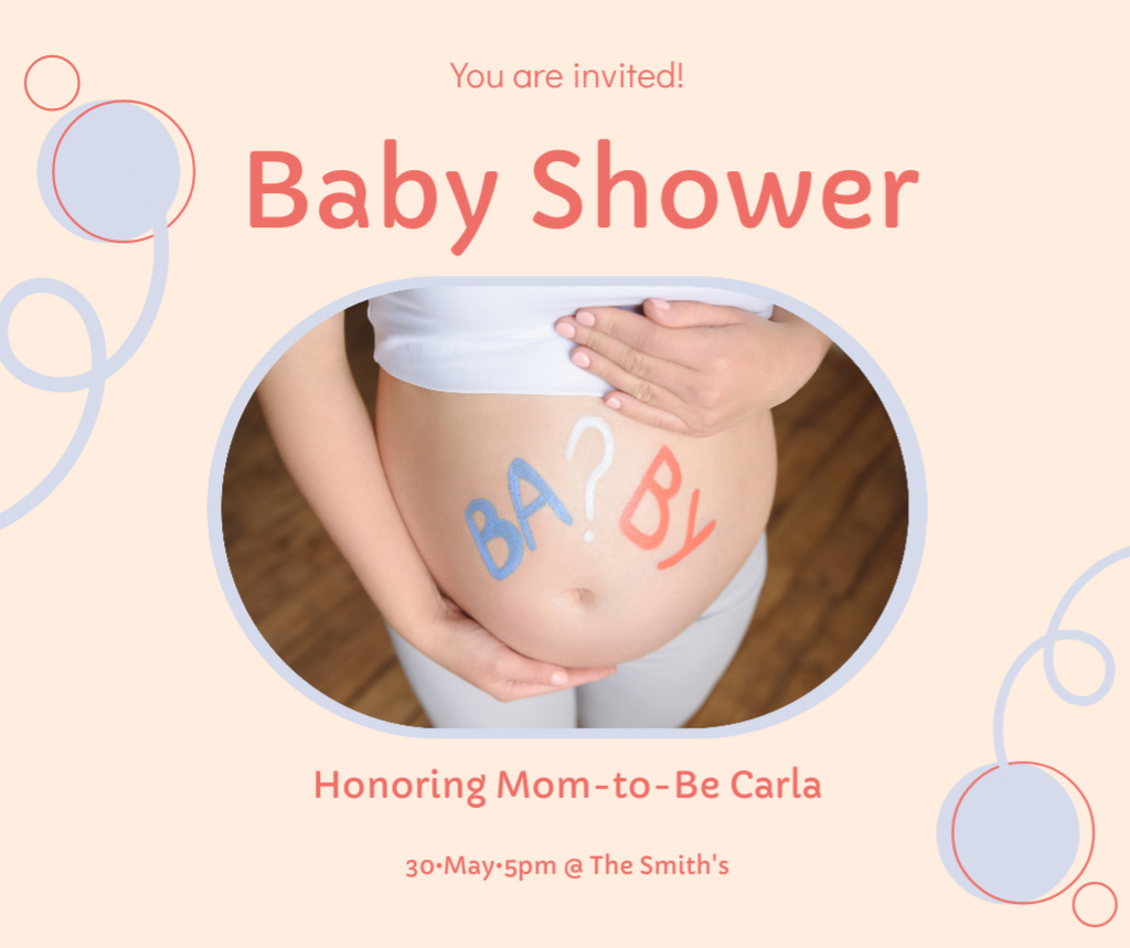 Baby Shower Party Ad with Mom-to-Be Facebook Πρότυπο σχεδίασης