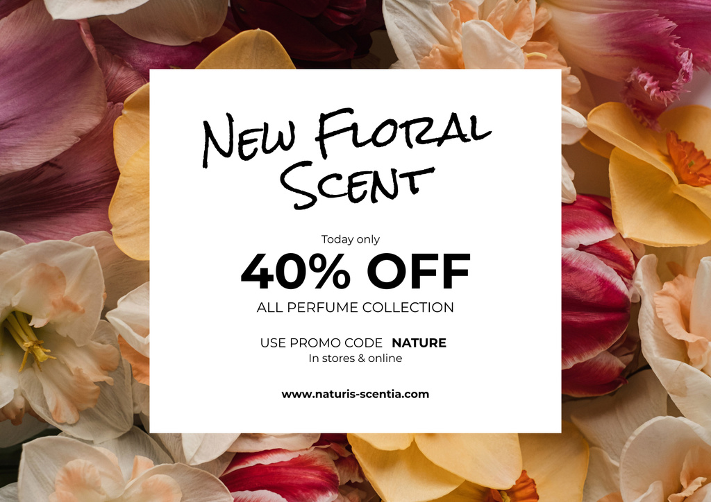 Modèle de visuel Discount on New Floral Fragrance - Poster A2 Horizontal
