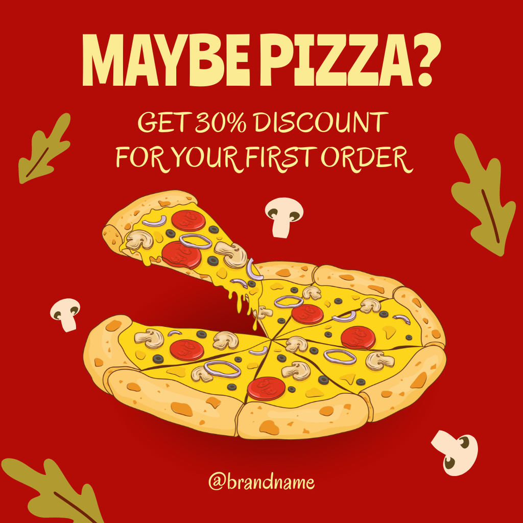 Delicious Italian Pizza Offer with Special Discount Instagram Tasarım Şablonu