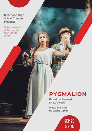 Pygmalion Performance Ad in Theatre Poster A3 Πρότυπο σχεδίασης