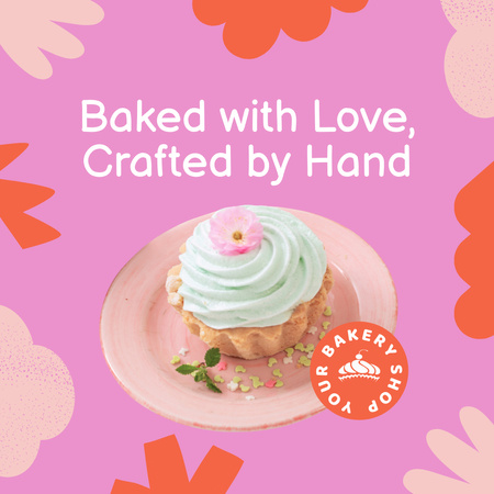 Plantilla de diseño de Panadería hecha con amor Instagram 