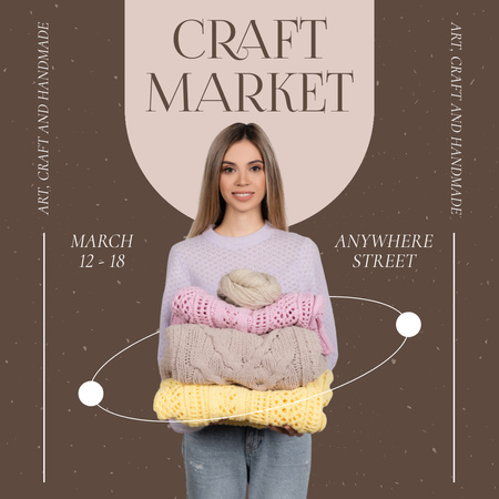 Handicraft Market Announcement with Young Blonde Instagram Modelo de Design