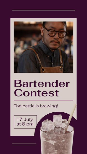 Incredible Bartender Contest In Bar Announcement Instagram Video Story Modelo de Design