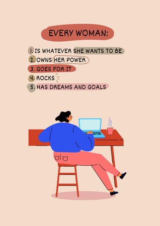 Girl Power Inspiration with Woman on Workplace Poster – шаблон для дизайну