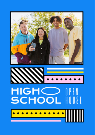 High School Apply Announcement with Group of Students Flyer A6 Design Template