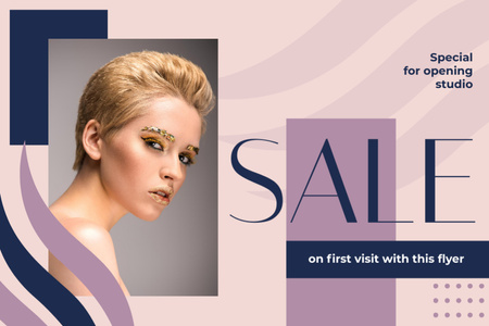 Fabulous Sale Offer For Opening Beauty Salon Flyer 4x6in Horizontal Design Template