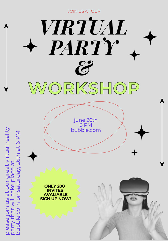 Virtual Party And Workshop Event Announcement Poster 28x40in – шаблон для дизайна