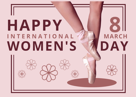 International Women's Day Greeting with Ballerina Card Design Template