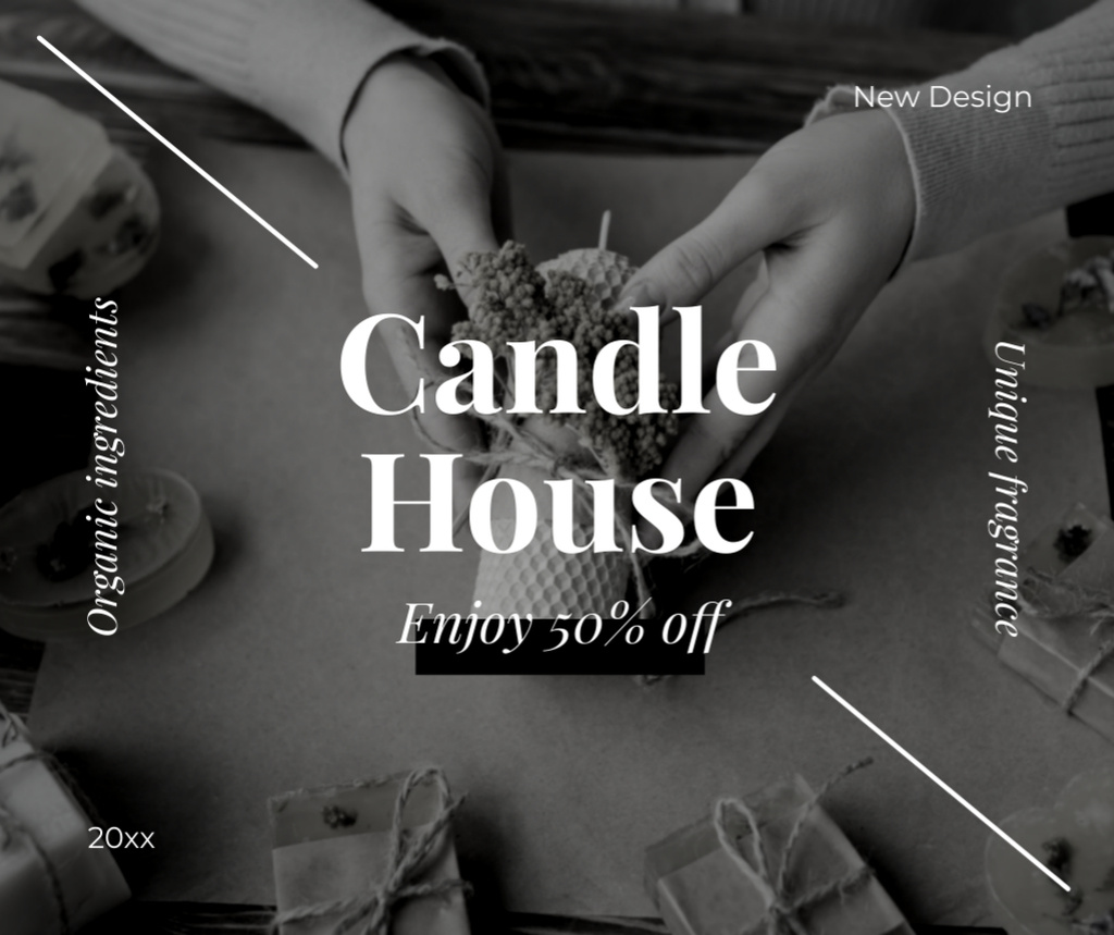 Designvorlage Discount on Craft Candles from Organic Ingredients für Facebook