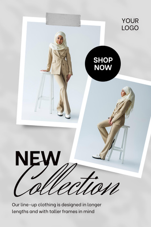 New Collection with Woman in Hijab Pinterest Design Template