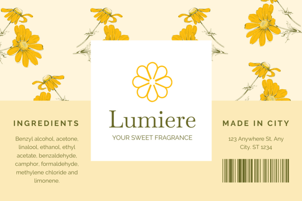 Szablon projektu Lovely Perfume With Flower Scent In Package Offer Label