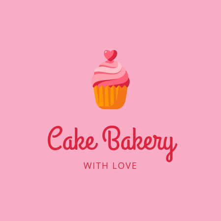 Flavorful Bakery Ad with a Yummy Cupcake In Pink Logo Design Template