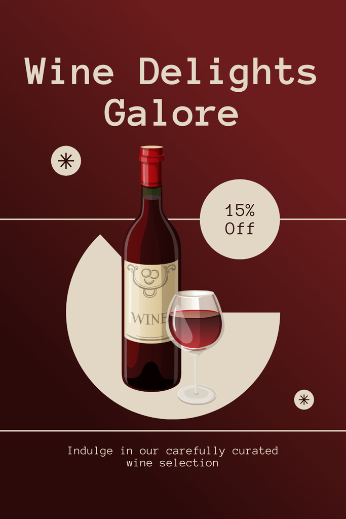 Wide Galore of Wines with Nice Discounts Pinterest Design Template