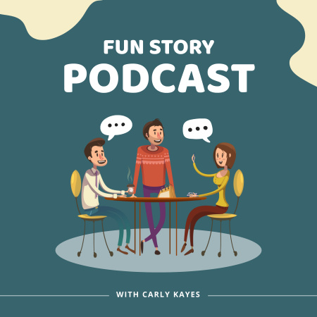Eğlenceli Hikayelerle Podcast Duyurusu Podcast Cover Tasarım Şablonu