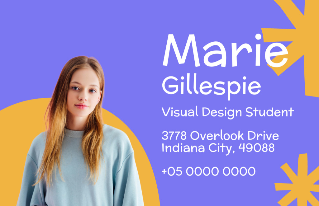 Modèle de visuel Visual Design Student Introductory Card - Business Card 85x55mm