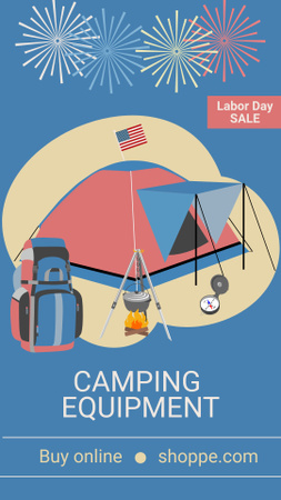Platilla de diseño Durable Camping Equipment Sale And Labor Day Congrats Instagram Story