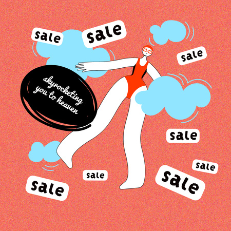 Woman in the sky Happy about Sale Instagram Design Template