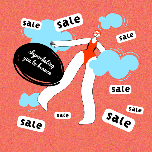 Template di design Woman in the sky Happy about Sale Instagram