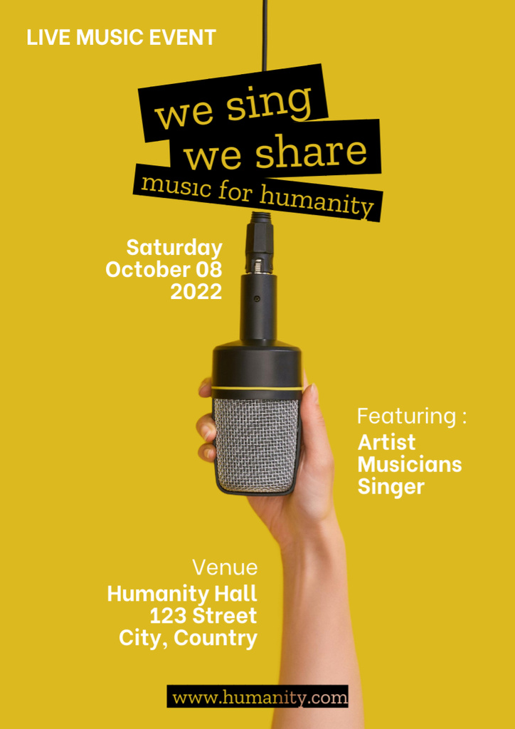 Live Music for Charity Event Poster A3 Modelo de Design