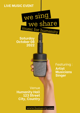 Live Music for Charity Event Poster A3 Design Template