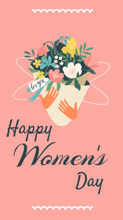 Women's Day Greeting with Beautiful Bouquet Instagram Story Design Template