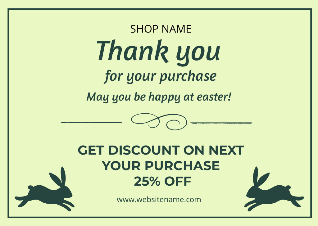 Thank You Message with Easter Bunnies Card Πρότυπο σχεδίασης