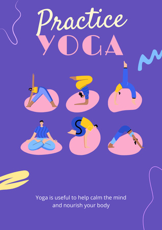 People Doing Yoga in Different Poses Poster A3 Design Template